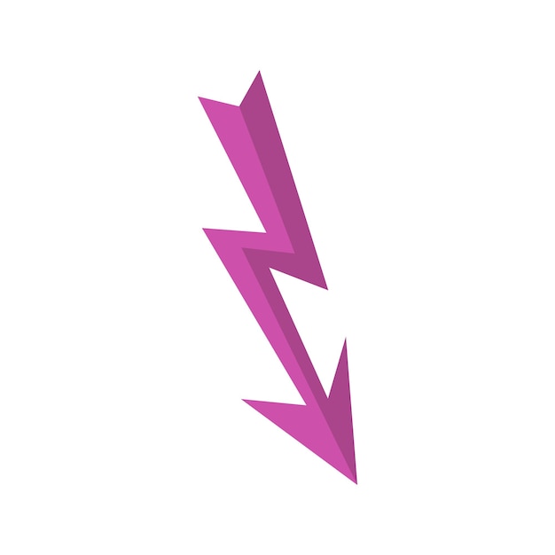 Icono de relámpago de flecha en estilo plano aislado sobre fondo blanco Ilustración de vector de símbolo de puntero