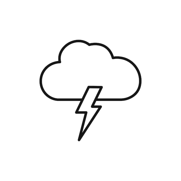 Icono de relámpago en la nube Símbolo plano de línea delgada simple