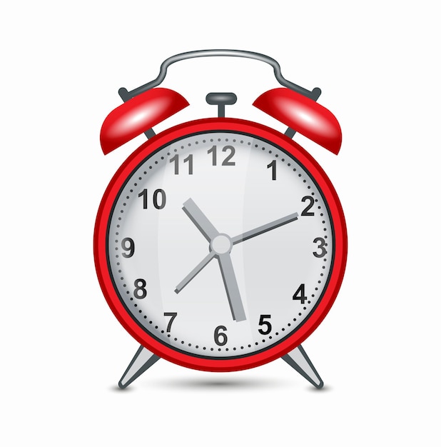 Vector icono de reloj de alarma rojo aislado en blanco