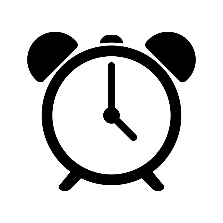 El icono del reloj de alarma la silueta del estilo el icono del vector