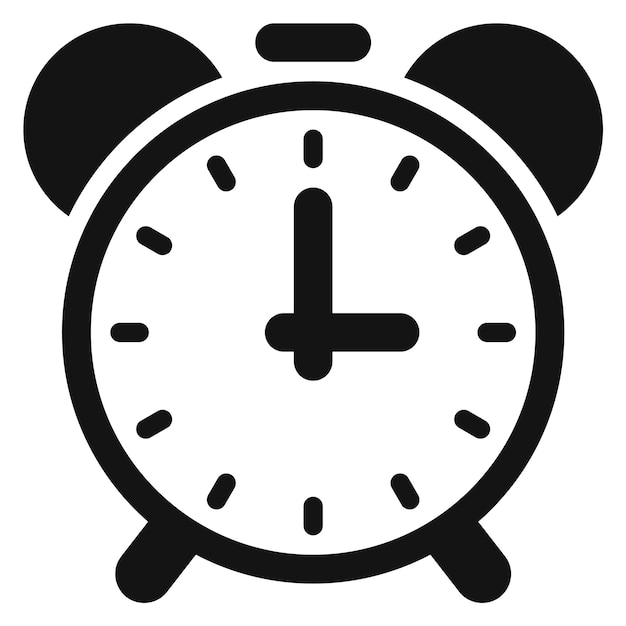 Icono de reloj de alarma Símbolo de fecha límite negro Signo de recordatorio