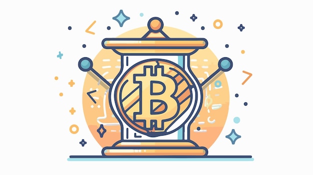 Icono de reloj de arena de Bitcoin Concepto de sensibilidad al tiempo vectorial para transacciones de criptomonedas