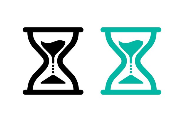 El icono del reloj de arena se establece simple y limpio con fondo blanco