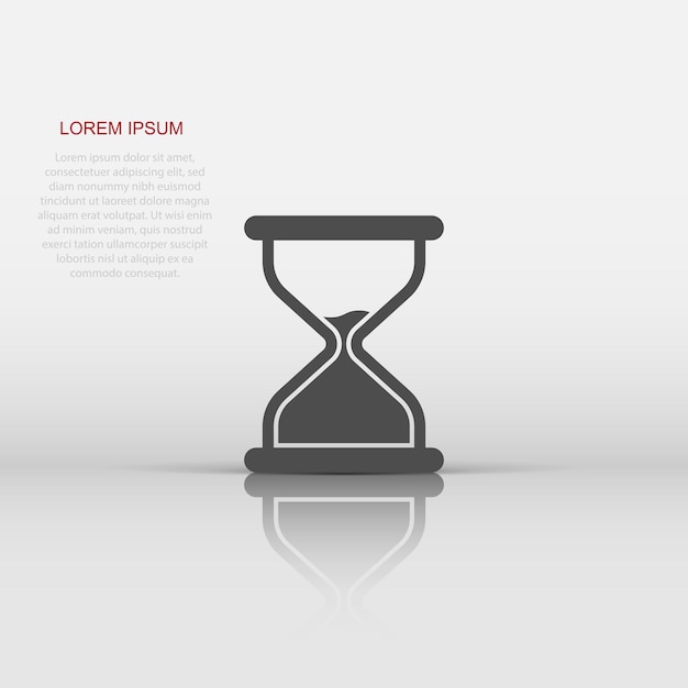 Icono de reloj de arena en estilo plano Ilustración de vector de reloj de arena sobre fondo blanco aislado Concepto de negocio de reloj