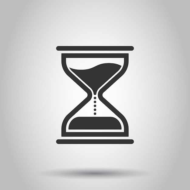 Icono de reloj de arena en estilo plano Ilustración de vector de reloj de arena sobre fondo blanco aislado Concepto de negocio de reloj