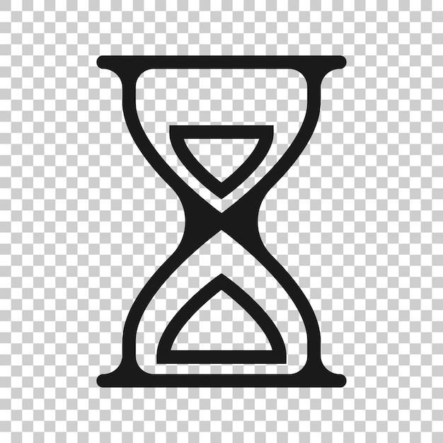 Icono de reloj de arena en estilo plano Ilustración de vector de reloj de arena sobre fondo blanco aislado Concepto de negocio de reloj