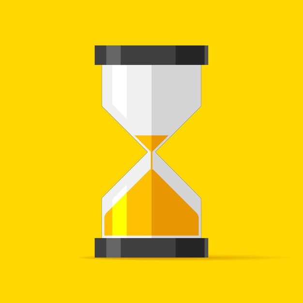 Icono de reloj de arena en temporizador de reloj de arena de estilo plano sobre fondo blanco Elemento de diseño vectorial