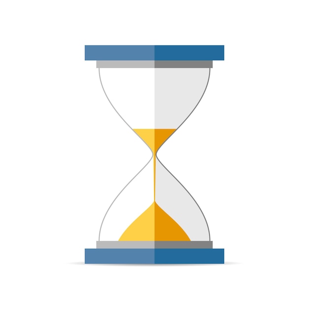 Icono de reloj de arena en temporizador de reloj de arena de estilo plano sobre fondo blanco Elemento de diseño vectorial