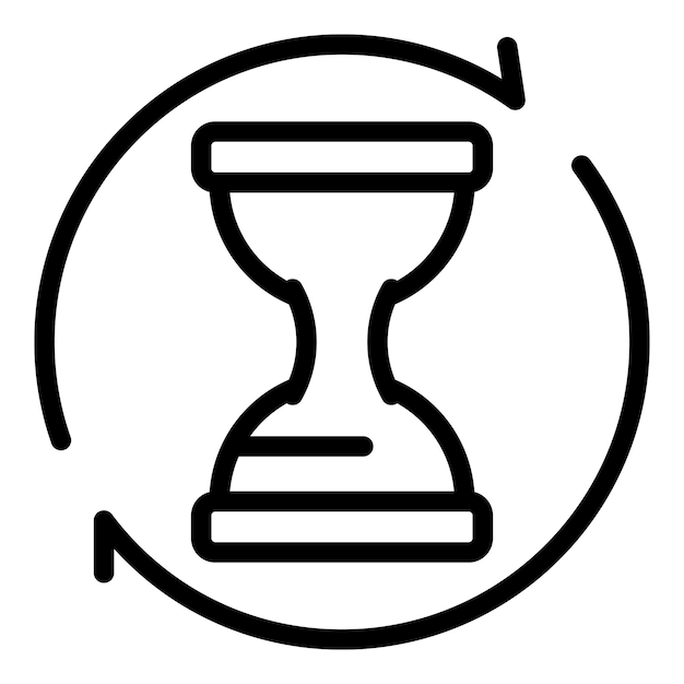 Icono de reloj de arena de trabajo urgente Contorno Icono de vector de reloj de arena de trabajo urgente para diseño web aislado sobre fondo blanco
