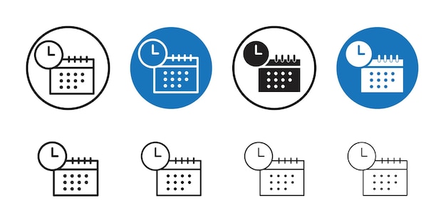 Icono del reloj del calendario Colección de arte de líneas delgadas