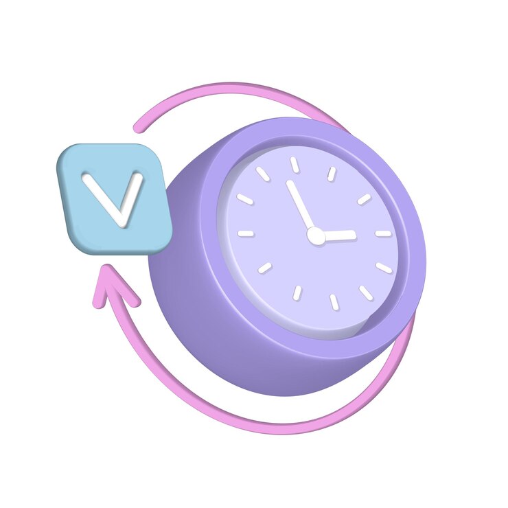 Vector icono de reloj clásico con marca de verificación y flecha redonda d render icono vectorial aislado en respaldo transparente