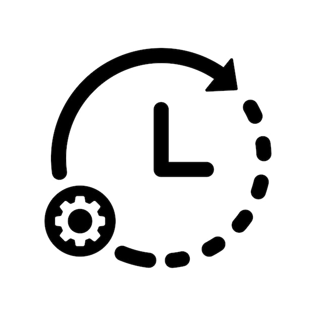 Icono de reloj con configuraciones signo Icono de horario y personalizar configuración administrar símbolo de proceso Icono vectorial