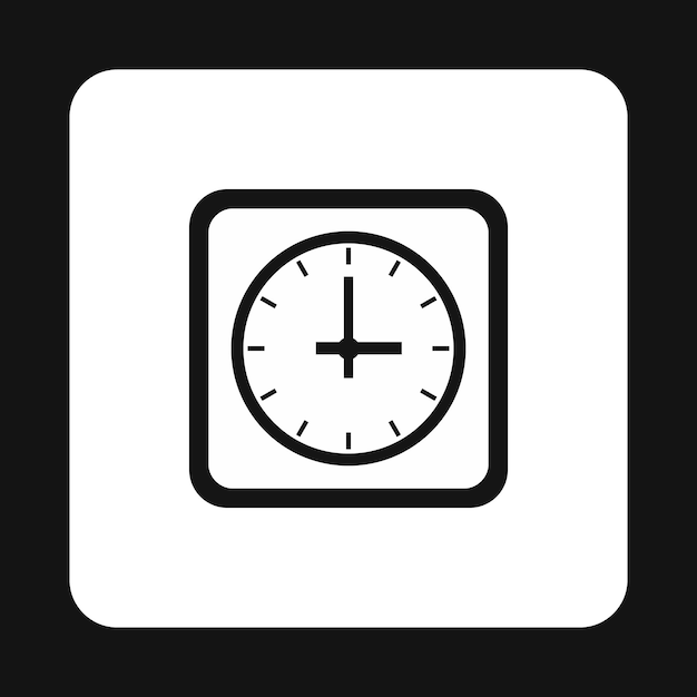 Icono de reloj cuadrado en estilo simple aislado sobre fondo blanco Símbolo de tiempo