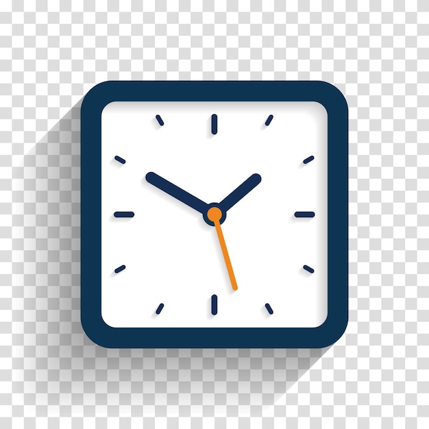 Icono de reloj cuadrado en temporizador de estilo plano en fondo transparente Diseño vectorial de reloj de negocios