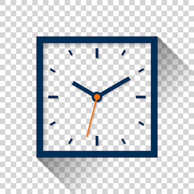 Icono de reloj cuadrado en temporizador de estilo plano en fondo transparente Diseño vectorial de reloj de negocios