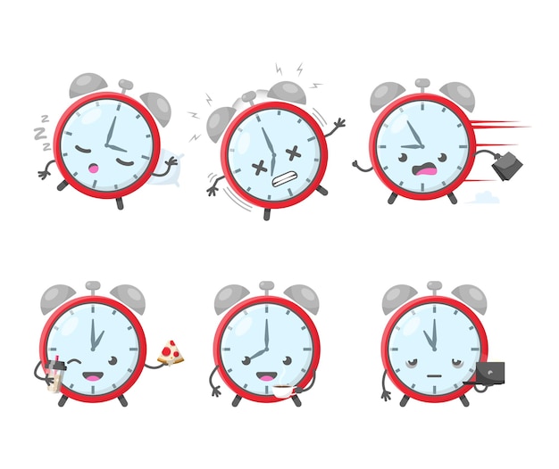 Icono de reloj despertador e ilustración de gestión del tiempo