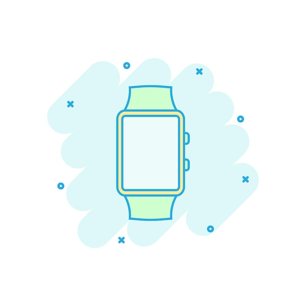 Icono de reloj de dibujos animados de vector en estilo cómic Pictograma de ilustración de signo de reloj Concepto de efecto de salpicadura de negocio de temporizador