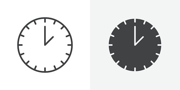 Ícono del reloj dos Signo vectorial de contorno