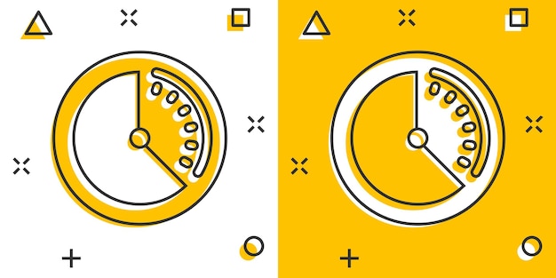 Icono de reloj en estilo cómic ver ilustración de vector de dibujos animados sobre fondo blanco aislado concepto de negocio de efecto de salpicadura de temporizador