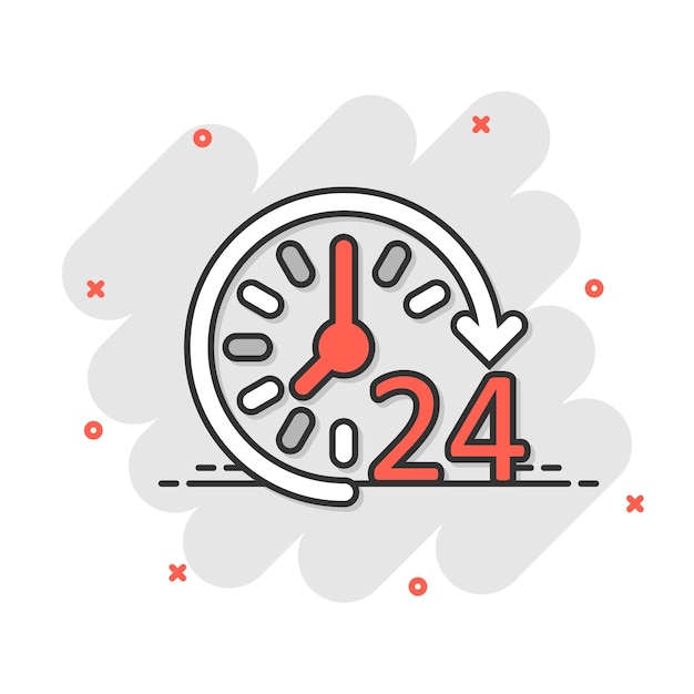 Icono de reloj en estilo cómico Ver ilustración vectorial de dibujos animados sobre fondo blanco aislado Concepto de negocio de efecto de salpicadura de temporizador