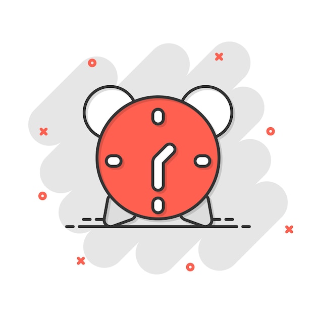 Icono de reloj en estilo cómico Ver ilustración vectorial de dibujos animados sobre fondo blanco aislado Concepto de negocio de efecto de salpicadura de temporizador
