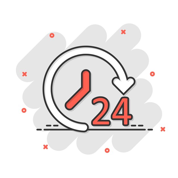 Icono de reloj en estilo cómico Ver ilustración vectorial de dibujos animados sobre fondo blanco aislado Concepto de negocio de efecto de salpicadura de temporizador