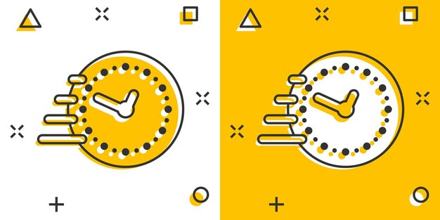 Icono de reloj en estilo cómico Ver ilustración vectorial de dibujos animados sobre fondo blanco aislado Concepto de negocio de efecto de salpicadura de temporizador