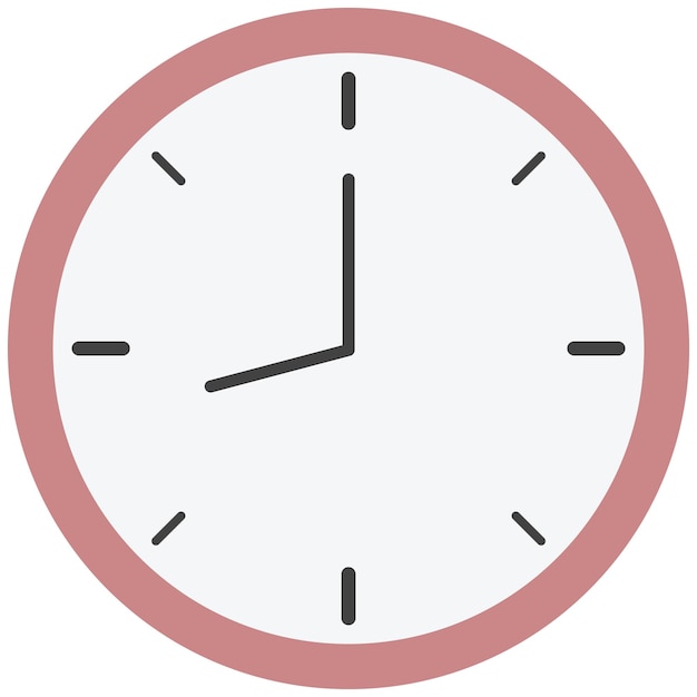 Icono del reloj en estilo plano aislado sobre fondo blanco