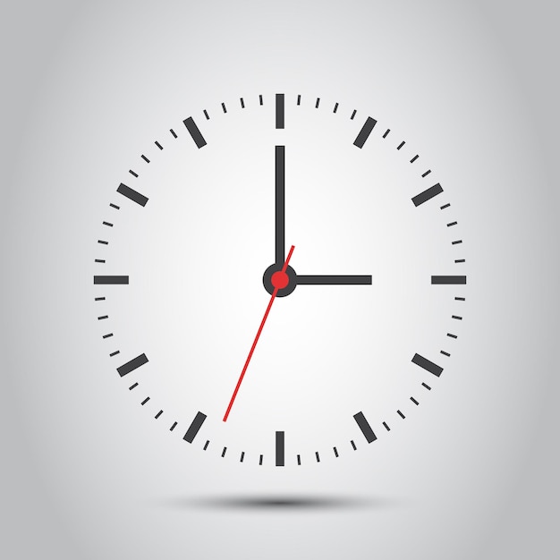 Icono de reloj en estilo plano Ilustración vectorial de reloj redondo en fondo aislado Concepto de negocio de señales de temporizador