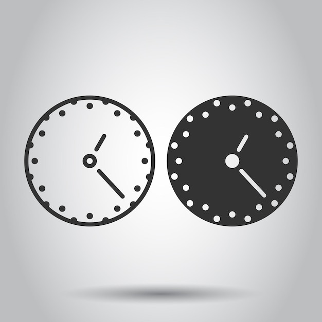 Icono de reloj en estilo plano Ver ilustración vectorial sobre fondo blanco aislado Concepto de negocio del temporizador