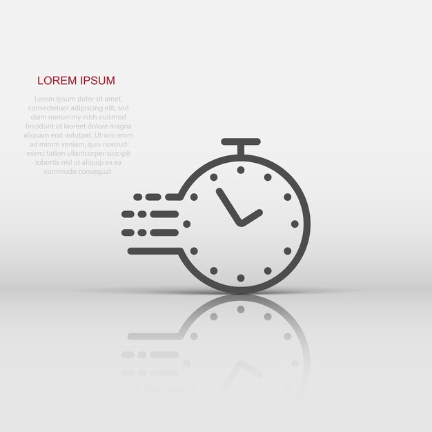 Icono de reloj en estilo plano Ver ilustración vectorial sobre fondo blanco aislado Concepto de negocio del temporizador