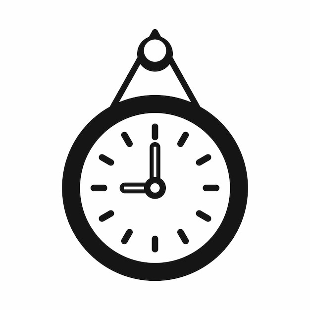 Vector icono de reloj en estilo simple en una ilustración de vector de fondo blanco