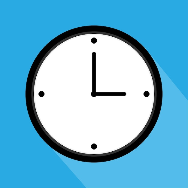 Ícono de reloj en fondo azul ilustración vectorial