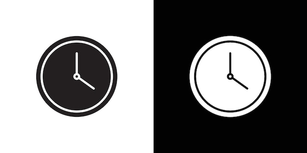 Ícono del reloj Ilustración plana de línea delgada