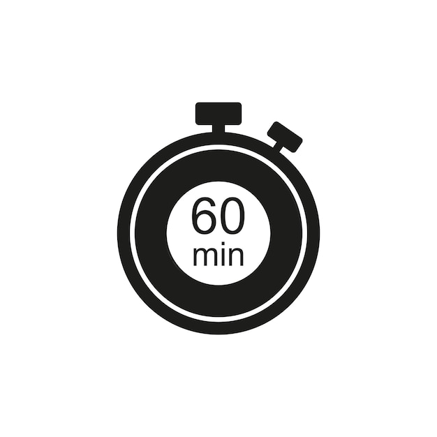 Icono de reloj ilustración vectorial Signo del temporizador 60 min en concepto de signo de cuenta regresiva de fondo aislado