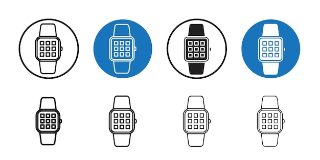 Icono de reloj inteligente Colección de arte de línea delgada