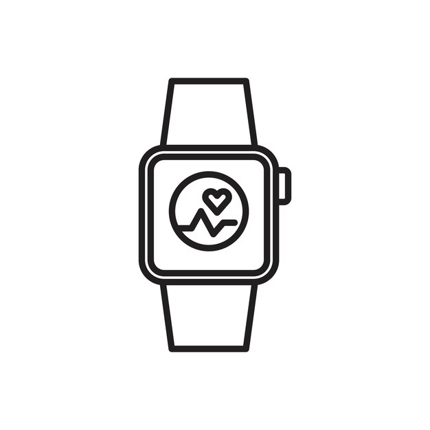Icono de reloj inteligente de seguimiento de fitness Ilustración de línea delgada plana vectorial
