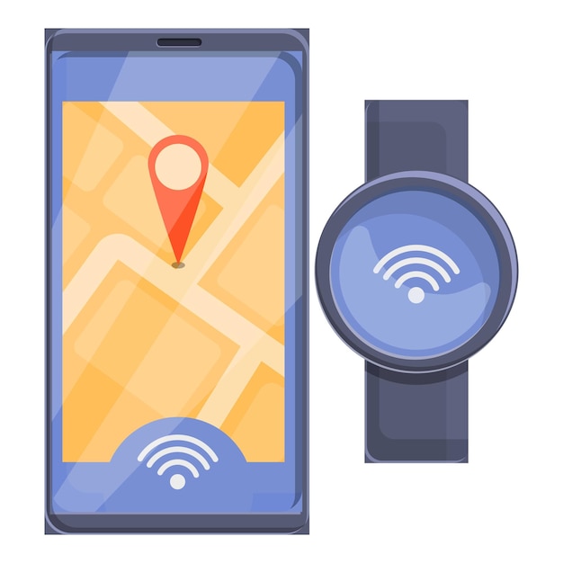 Icono de reloj inteligente de ubicación gps del teléfono icono vectorial de reloj móvil de ubicación gps para diseño web aislado sobre fondo blanco
