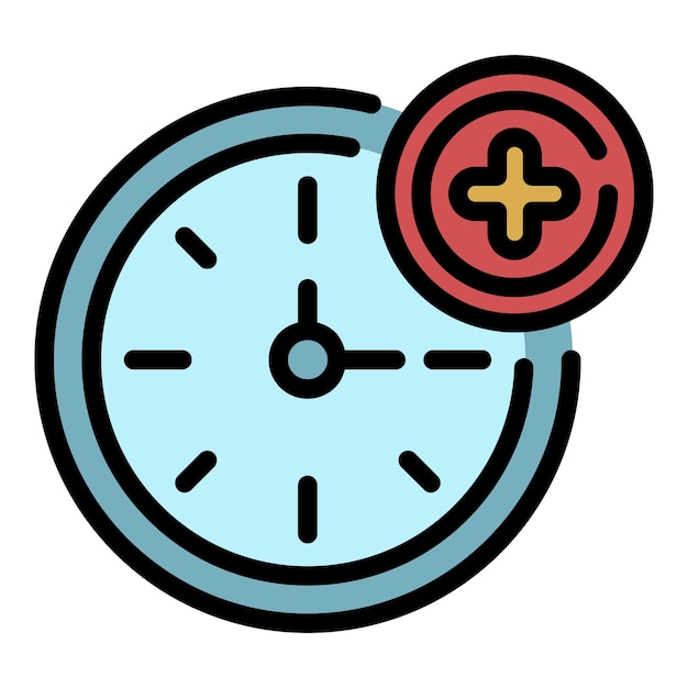 Icono de reloj médico Contorno de reloj medico icono vectorial color plano aislado