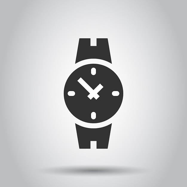 Icono de reloj de muñeca en estilo plano Ilustración vectorial de reloj manual en fondo blanco aislado Concepto de negocio de pulsera de tiempo