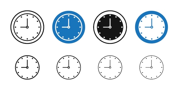 El icono del reloj nueve Colección de arte de línea delgada