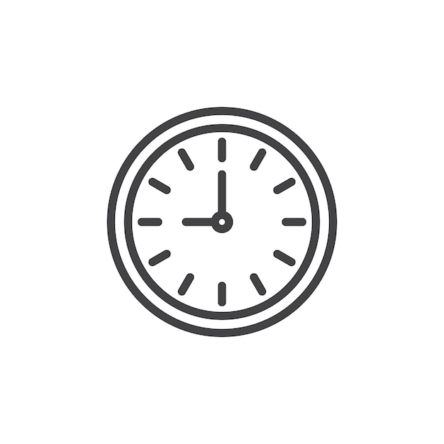 Ícono del reloj nueve Marca de símbolo en estilo llenado