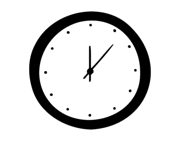 Icono de reloj de pared dibujado a mano dibujo de contorno de dibujo de línea de relojo de pared símbolo de clip