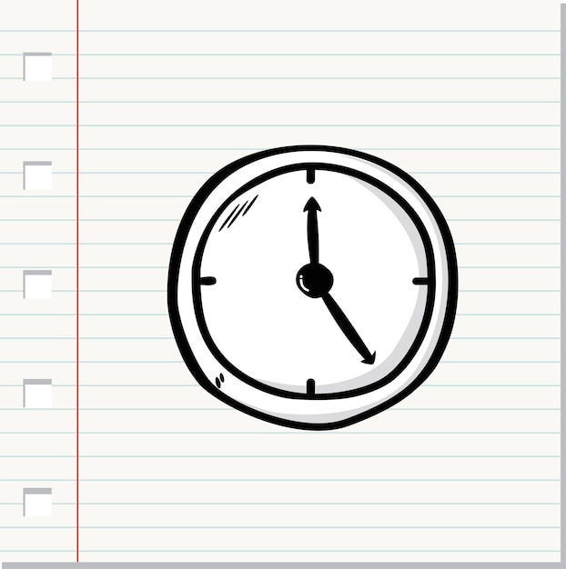 Icono de reloj de pared dibujado a mano ilustración vectorial