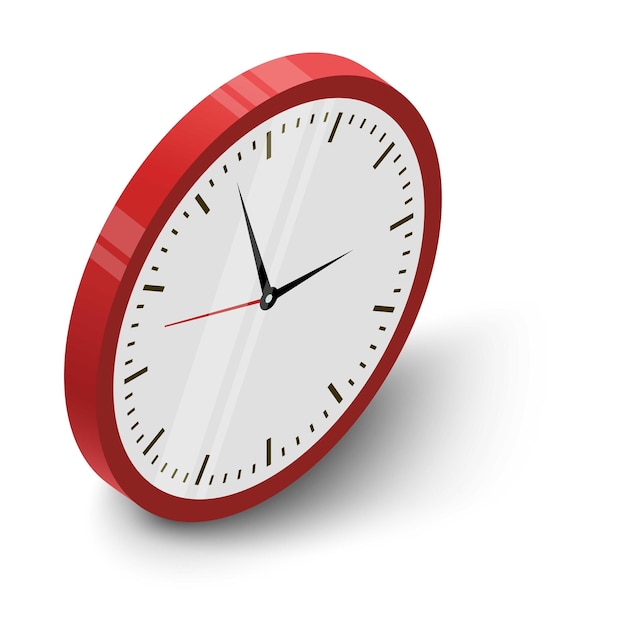 Icono de reloj de pared Ilustración isométrica del icono vectorial de reloj en pared para la web