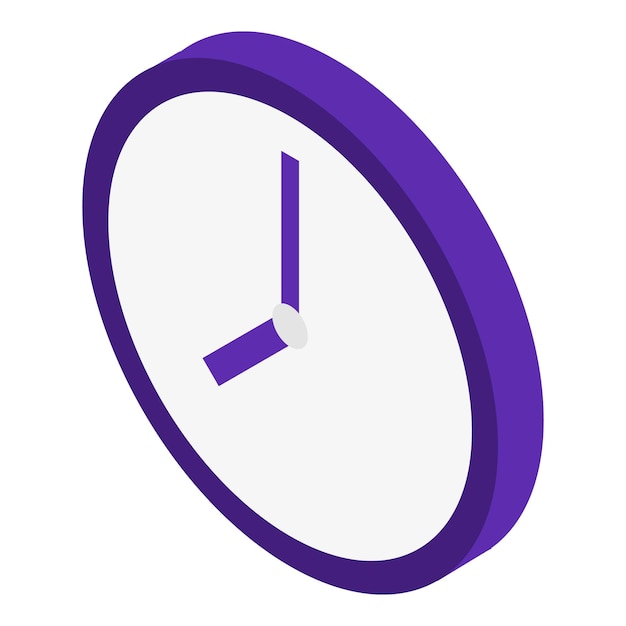 Icono de reloj de pared púrpura Isométrico de icono de vector de reloj de pared púrpura para diseño web aislado sobre fondo blanco
