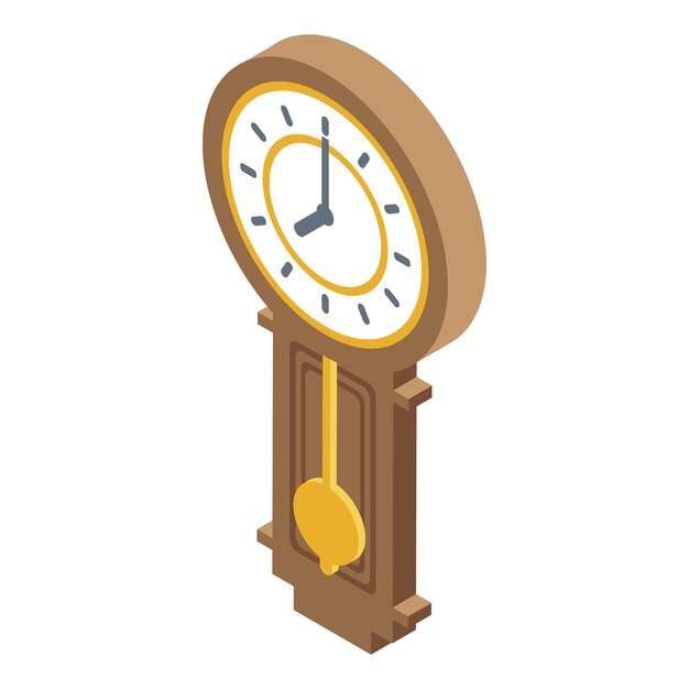 Icono de reloj de péndulo antiguo isométrico de icono de vector de reloj de péndulo antiguo para diseño web aislado sobre fondo blanco