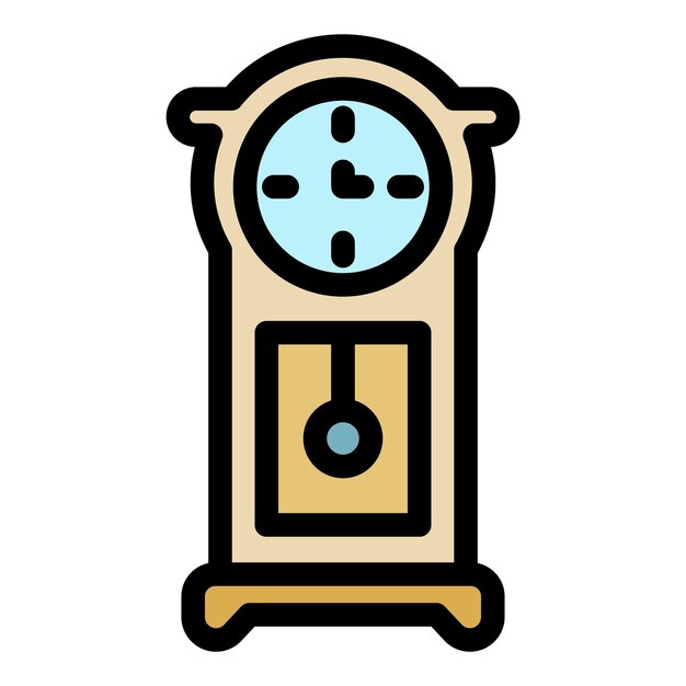 Icono del reloj de péndulo de la hora Contorno del reloj del péndolo de la hora Icono vectorial de color plano aislado