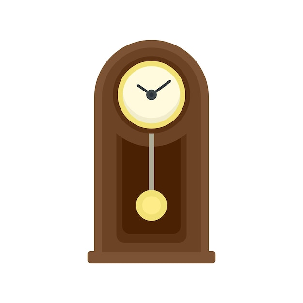 Icono de reloj de péndulo de madera Ilustración plana del icono de vector de reloj de péndulo de madera para diseño web