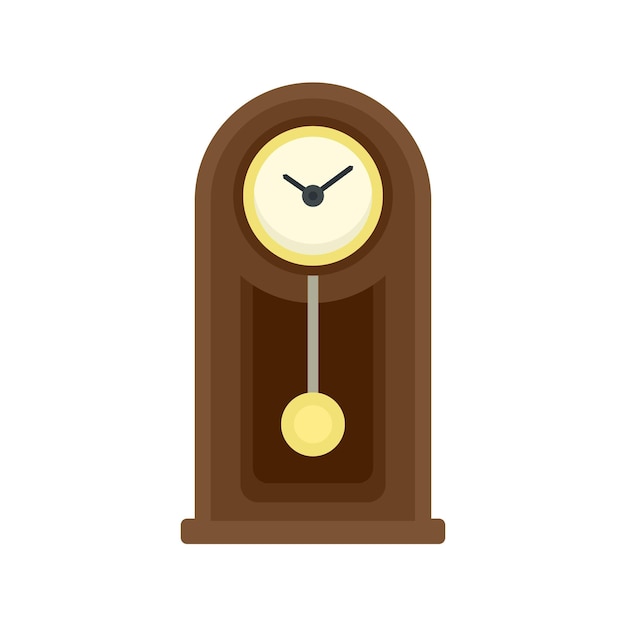 Vector icono de reloj de péndulo de madera ilustración plana del icono de vector de reloj de péndulo de madera para diseño web